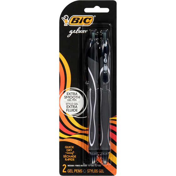 Bic Gelocity Gel Pen Medium Black Ink 2x1.0 ea, $2.25/1ea