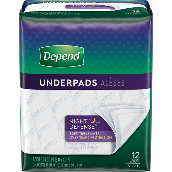 Depend Protège-draps (anciennement alèses de lit) pour l’incontinence, absorption de nuit, 12 unités 12 ea, 1,67 $/1ch
