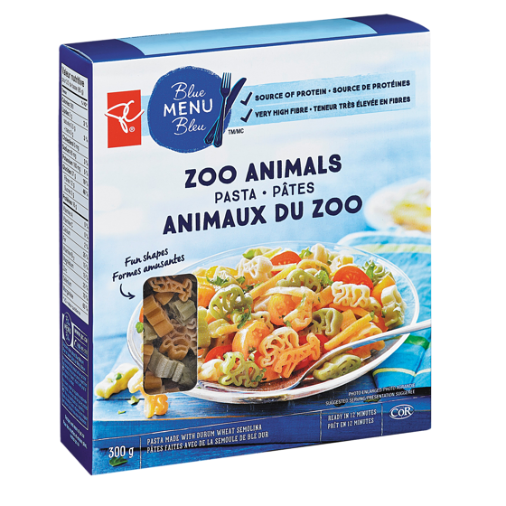 PC Blue Menu Zoo Animals Pasta PC.ca
