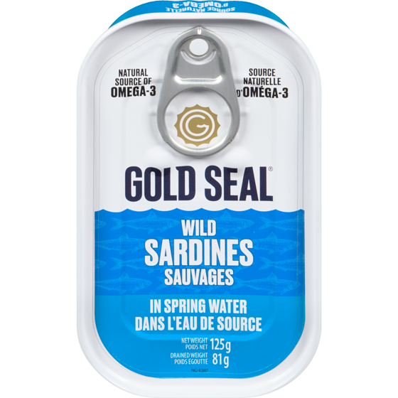 GoldSeal Sardines In Spring Water    125 g, $1.75/100g