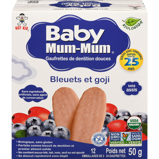 Hot Kid Biscottes pour bébé au riz, bleuets et baies de Goji 50 g, 6,98 $/100g