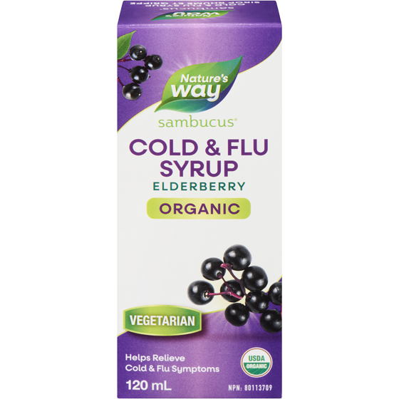 Nature's Way Sambucus, Cold and Flu Care Standardized Elderberry Organic 120ml Syrup 120 ml, $13.33/100ml