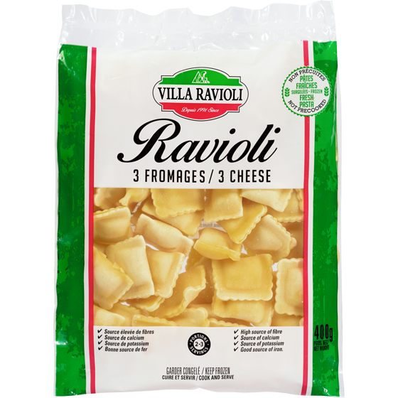 Villas 3 Cheese Ravioli 400 g, $0.72/100g