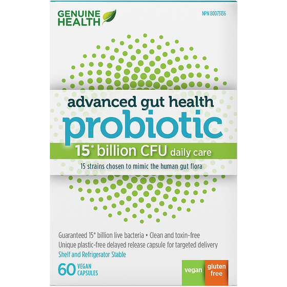 Genuine Health Advanced Gut Health Probiotic 15 Billion Cfu Daily Care  60 ea, $0.77/1ea