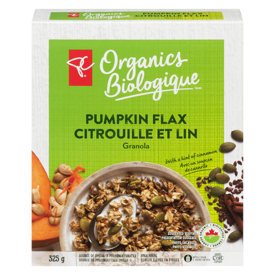 PC Biologique Granola Citrouille Et Lin 325 g, 1,78 $/100g