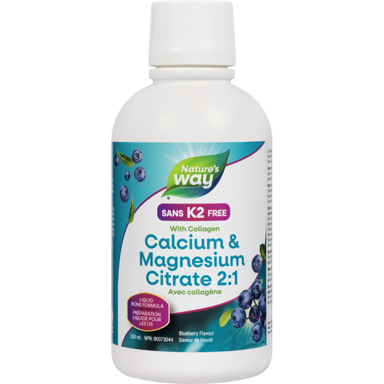 Nature's Way Calcium and Magnesium Citrate 2 to 1 with Collagen, Blueberry 500 ml, $5.60/100ml