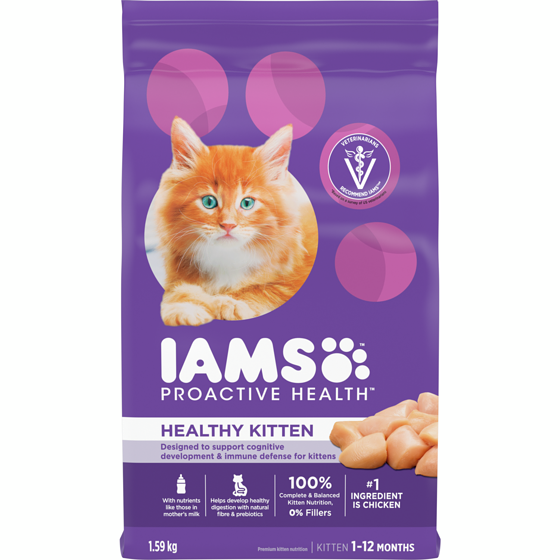 Iams Proactive Health Healthy Kitten Dry Cat Food with Chicken 1.588 kg, $1.01/100g