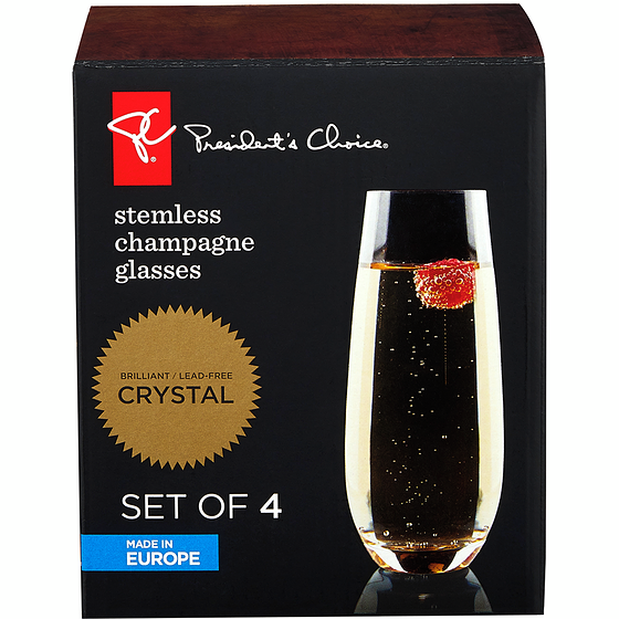 President's Choice Stemless Champagne Glass 1 ea, $24.00/1ea