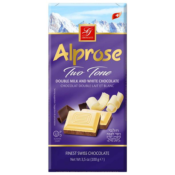 Alprose Chocolate Bar, Double Milk & White Chocolate 100 g, $6.99/100g