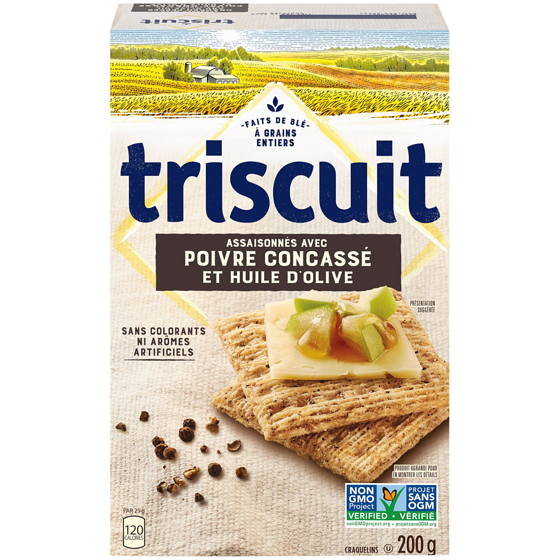 Christie TRISCUIT Poivre Concassé et Huile d’olive Craquelins 200 g, 2,50 $/100g
