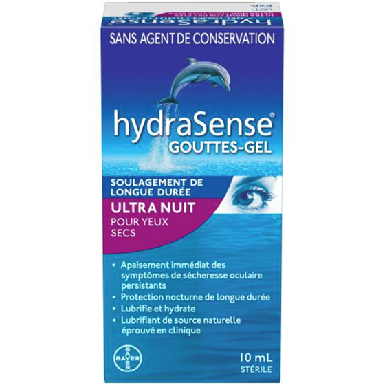 Hydrasense Gouttes oculaires Soins de nuit, pour yeux secs 10 ml, 175,00 $/100ml