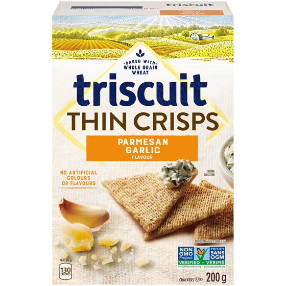 Christie TRISCUIT Thin Crisp Garlic Parmesan Crackers 200 g, $2.50/100g