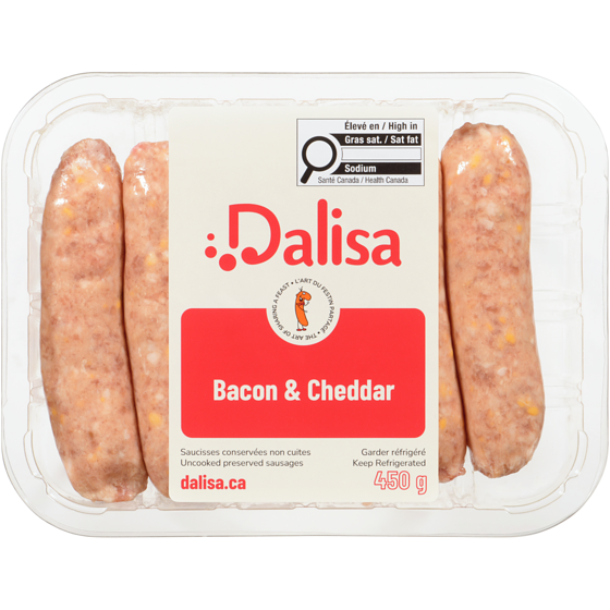 Dalisa Bacon Cheddar Pork Sausages 450 g, $1.89/100g