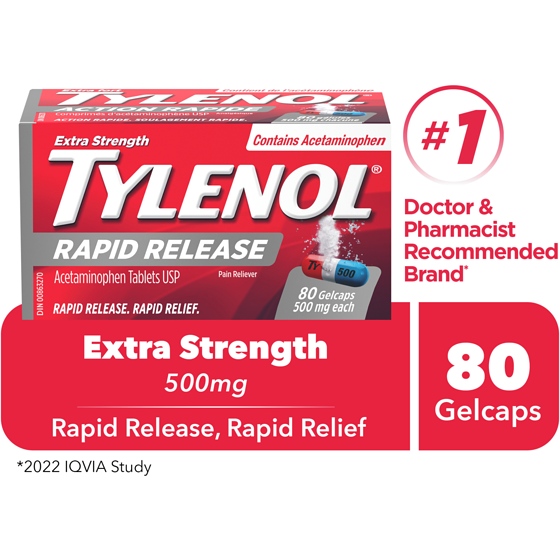 Tylenol 500 mg Rapid Release Gels 80 ea, $0.24/1ea
