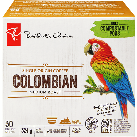 le Choix du Président Cartouches de café d’origine unique, colombien à torréfaction moyenne 30 ea, 0,80 $/1ch