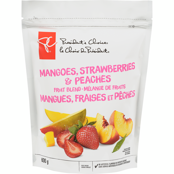 le Choix du Président Mélange de fruits, mangues, fraises et pêches  600 g, 1,00 $/100g