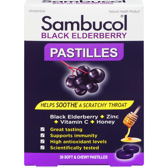 Sambucol Black Elderberry Pastilles 20 Soft & Chewy Pastilles 20 ea, $0.62/1ea