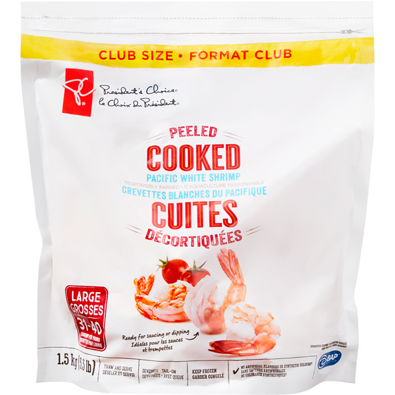 le Choix du Président Crevettes Menu Bleu, Cuites 1.5 kg, 2,33 $/100g