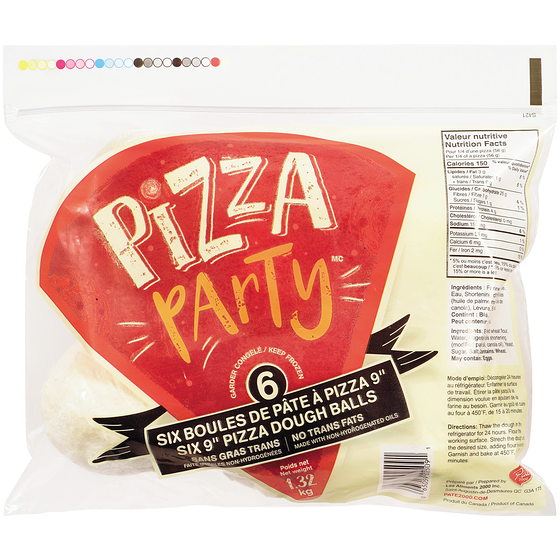 Aliments Pizza Party 9" Pizza Dough Balls 1.35 kg, $0.44/100g