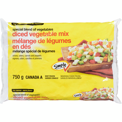 No Name Diced Vegetable Mix 750 g, $0.40/100g