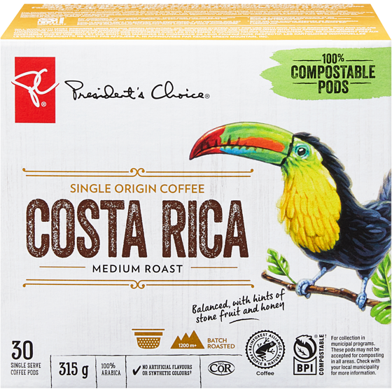 President's Choice Costa Rica Single Origin Medium Roast Single Serve Coffee Pods 30 ea, $0.77/1ea