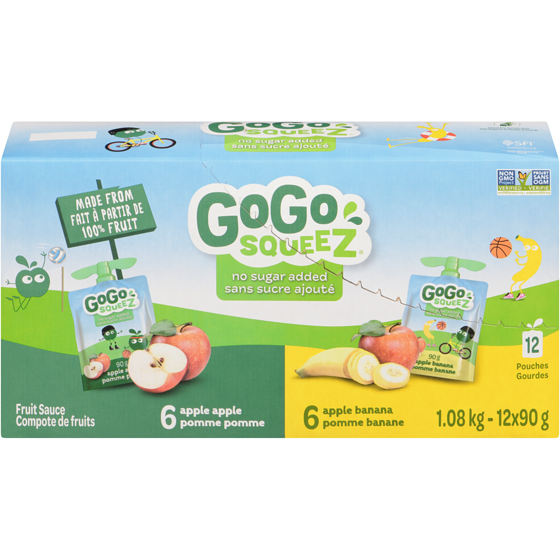 GoGo Squeez Compote de Fruits 12 Gourdes x (1.08 kg) 12x90.0 g, 1,06 $/100g