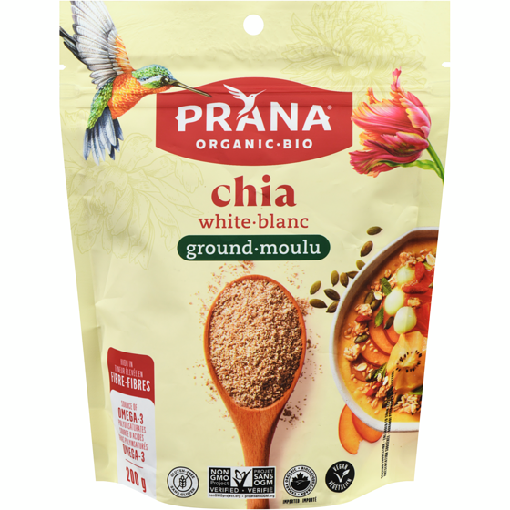 Prana Organic Ground White Chia Seeds 200 g, $3.82/100g