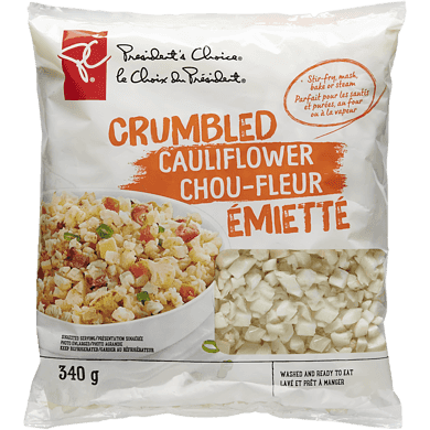President's Choice Crumbled Cauliflower 340 g, $1.47/100g