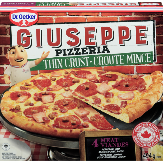 Dr Oetker Giuseppe Thin Crust Four Meat Pizza 494 g, $1.01/100g