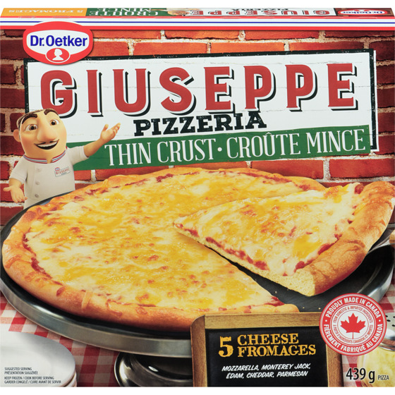 Dr Oetker Giuseppe Thin Crust Five Cheese Pizza 439 g, $1.59/100g
