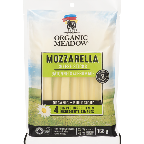 Organic Meadow Mozzarella Cheese Sticks 20 % M.F. 8 Sticks 168 g, $5.35/100g