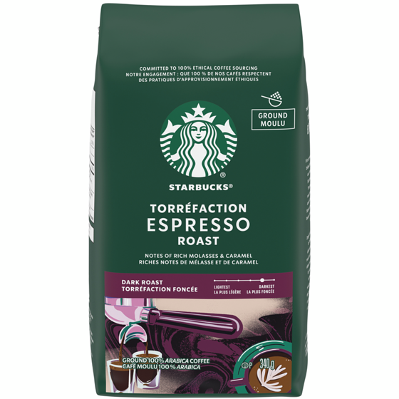 Starbucks Café Moulu Torréfaction Foncée Espresso, Sac 340 g, 4,41 $/100g