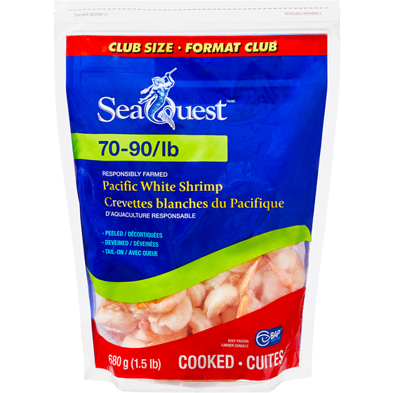 SeaQuest Sea Quest Crevettes Blanches du Pacifique Cuites Format Club 680 g, 2,06 $/100g