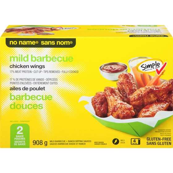 Sans Nom Ailes de poulet barbecue douces 908 g, 1,76 $/100g