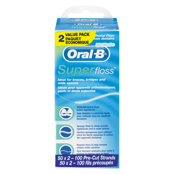 Oral-B Super Floss 50 Fils Paquet Double 50 ea, 0,20 $/1ch