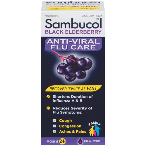 Sambucol Family Black Elderberry Anti-Viral Flu Care Syrup Ages 2+ 230 ml, $8.69/100ml