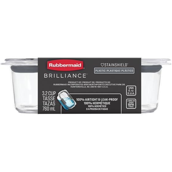 Rubbermaid Brilliance Plastic Food Storage Container 757 ml, 1 Pack 1 ea, $13.00/1ea