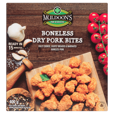 Muldoon's Boneless Pork Bites 400 g, $1.25/100g