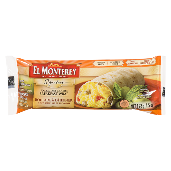 El Monterey Signature Egg, Sausage & Cheese Breakfast Wrap 128 g, $1.95/100g