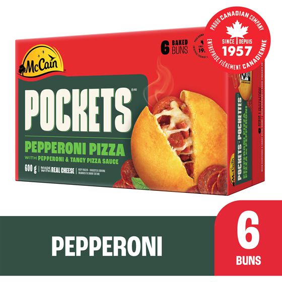 McCain Pizza Pockets Pepperoni, 6 pack 600 g, $1.17/100g