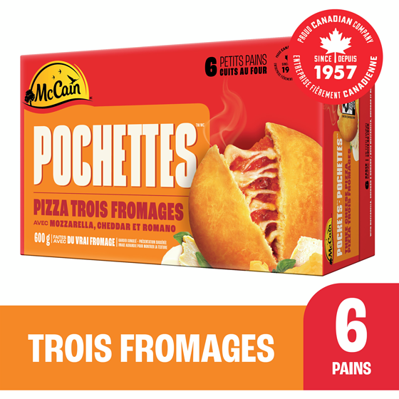 McCain Pizza Pochettesᴹᴰ aux trois fromages paquet de 6 600 g, 1,08 $/100g