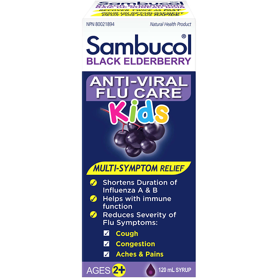 Sambucol Kids Black Elderberry Anti-Viral Flu Care Syrup Ages 2+ 120 ml, $13.33/100ml