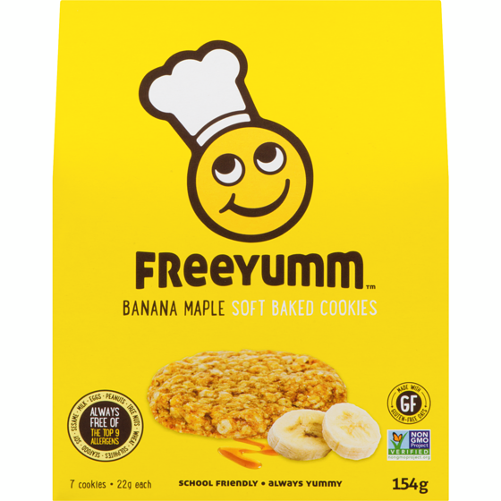 Freeyumm Banana Maple Cookies 7 Individually Wrapped Cookies 154 g, $4.73/100g