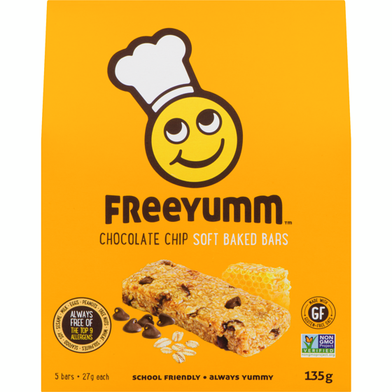 Freeyumm Chocolate Chip Oat Bars 135 g, $4.66/100g