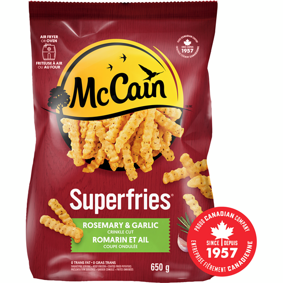 McCain Superfries Rosemary & Garlic Crinkle Cut Fries 650 g, $0.44/100g