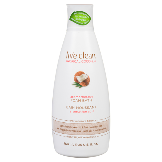 Live Clean Bain moussant aromathérapie noix de coco tropicale 750 ml, 1,47 $/100ml