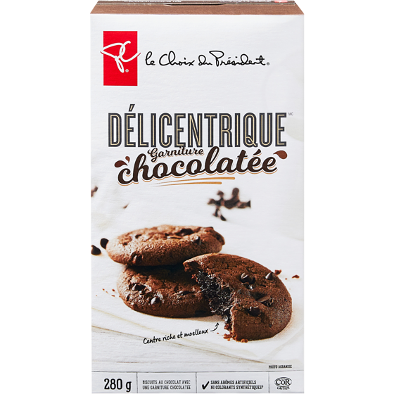 le Choix du Président Délicentriques avec garniture chocolatée 280 g, 2,07 $/100g
