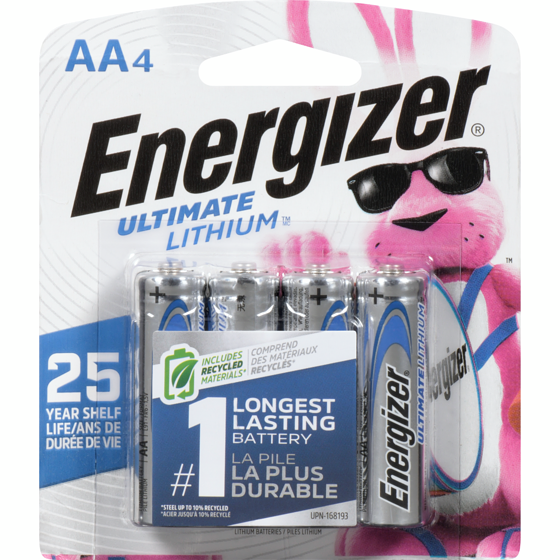 Energizer Piles AA Ultimate Lithium (emballage de 4), piles double A de 1, emballage de 4 1 ea, 4,75 $/1ch