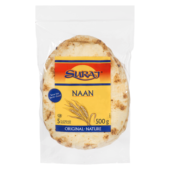 Suraj Naan Nature 5 Pains Plats 500 g, 0,50 $/100g