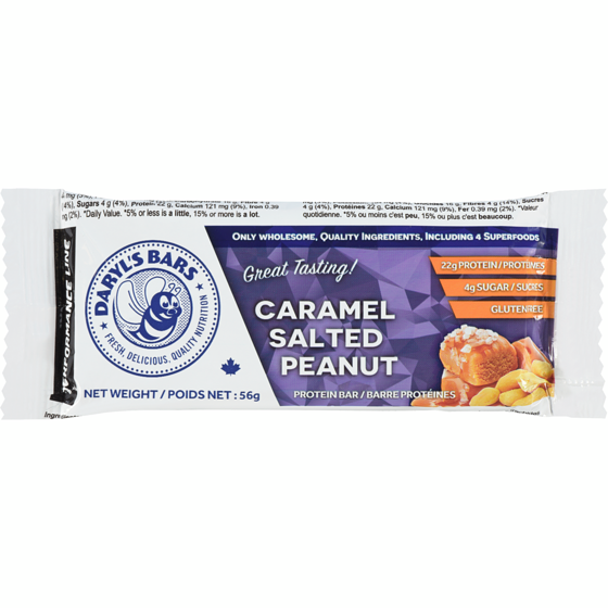 Daryl's Protein Bar Caramel Salted Peanut 58 g, $5.67/100g